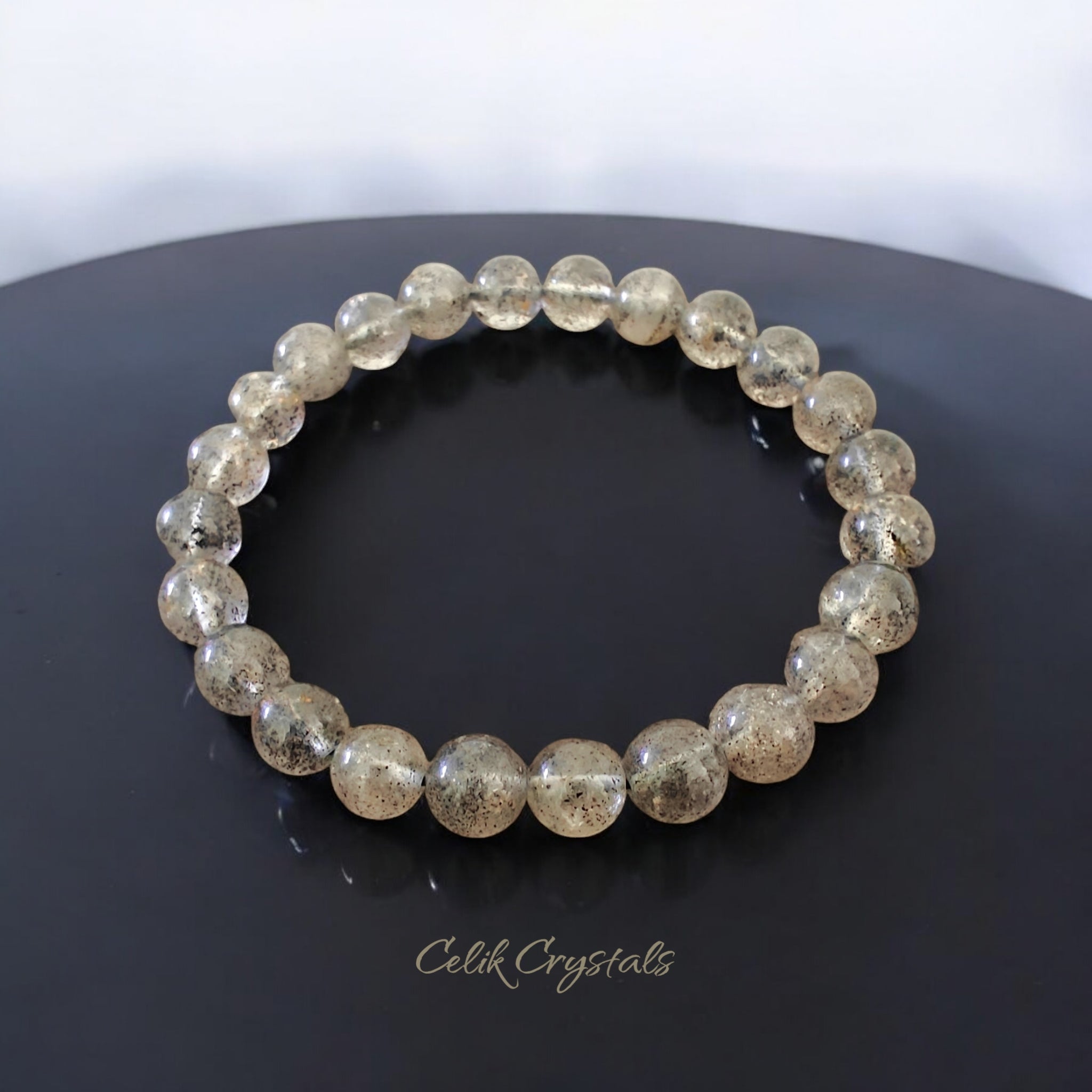 Black Strawberry Quartz Bracelet Natural Stones 8mm Stretches Unisex Healing Bracelet