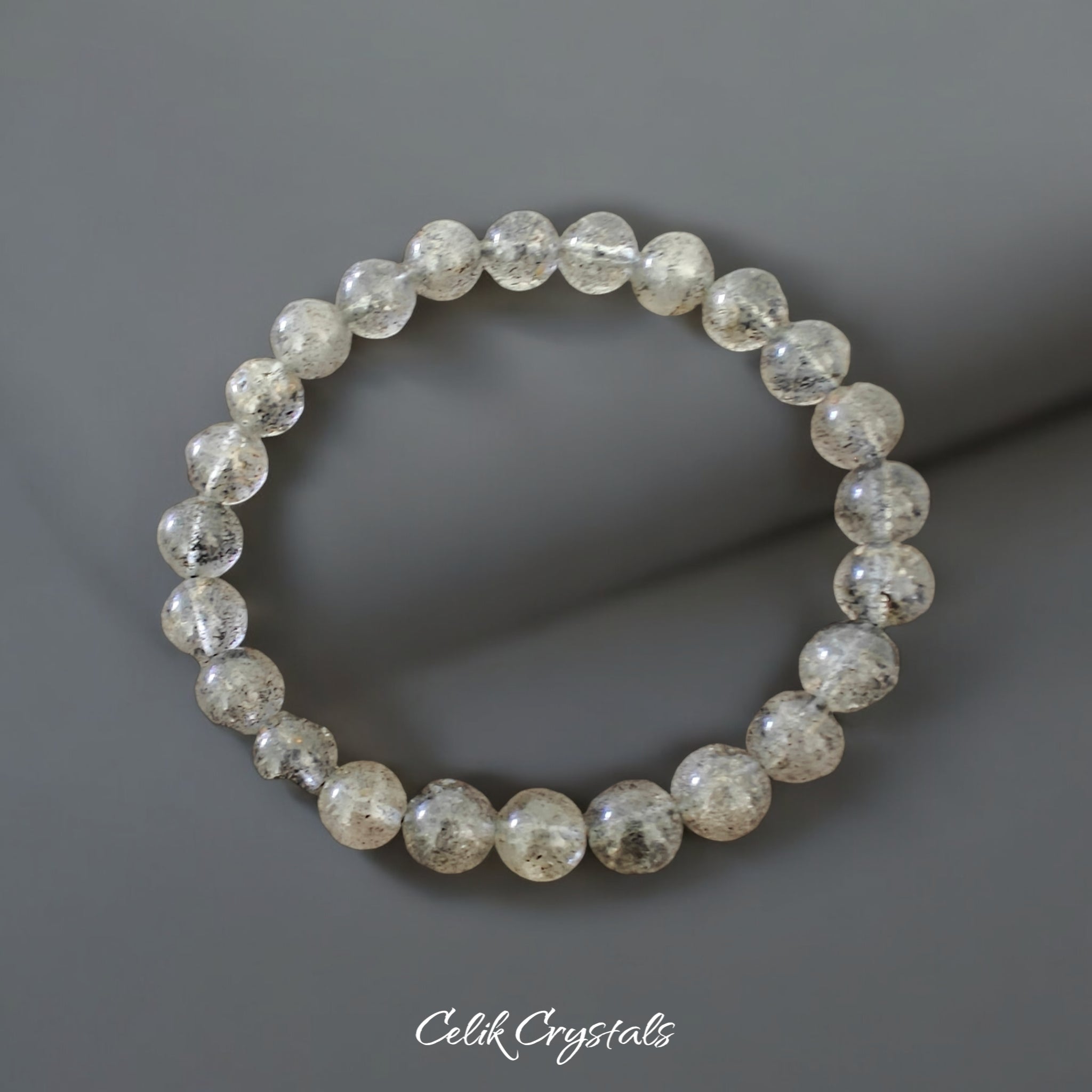 Black Strawberry Quartz Bracelet Natural Stones 8mm Stretches Unisex Healing Bracelet