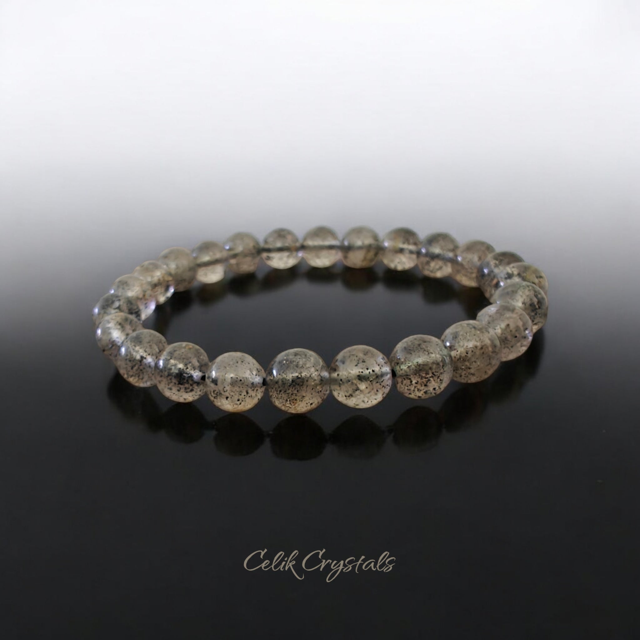 Black Strawberry Quartz Bracelet Natural Stones 8mm Stretches Unisex Healing Bracelet