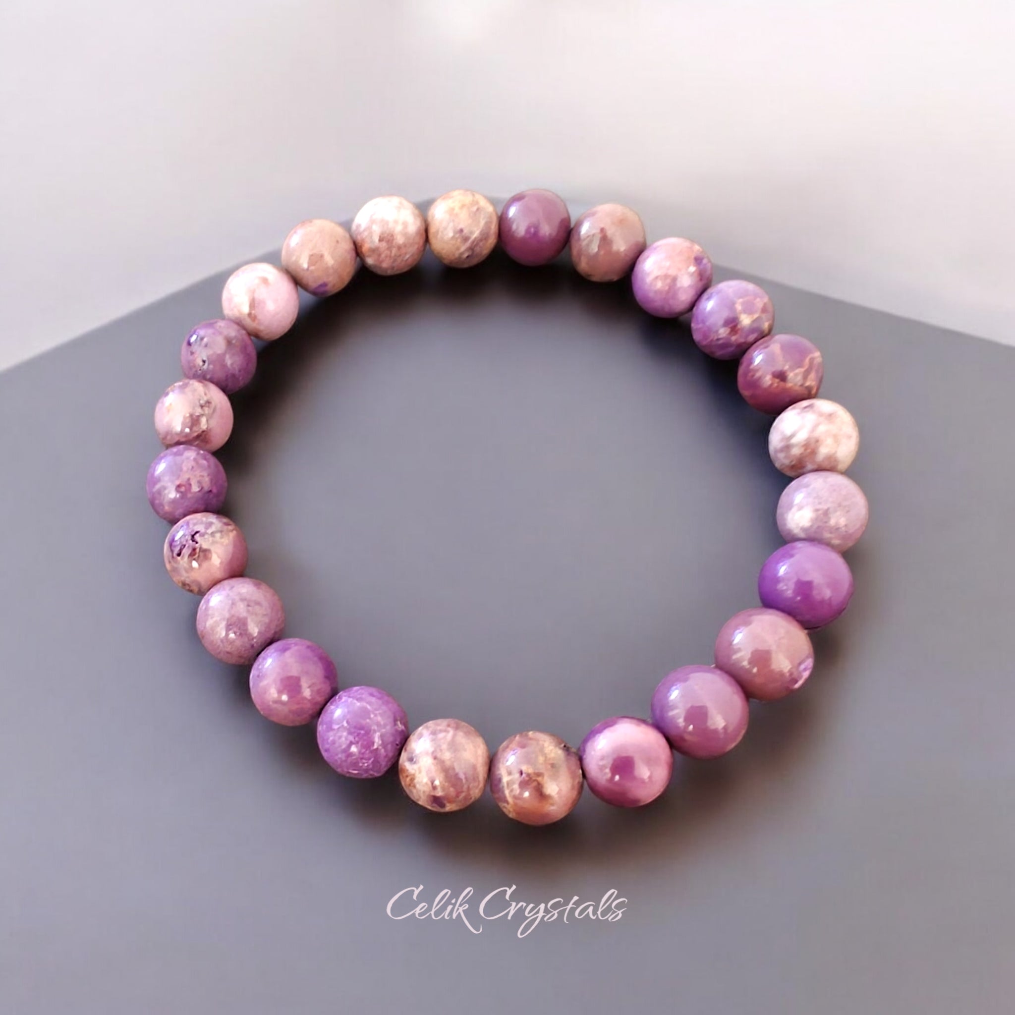 Phosphosiderite Bracelet 8mm Stretch Crystal Bead Bracelet