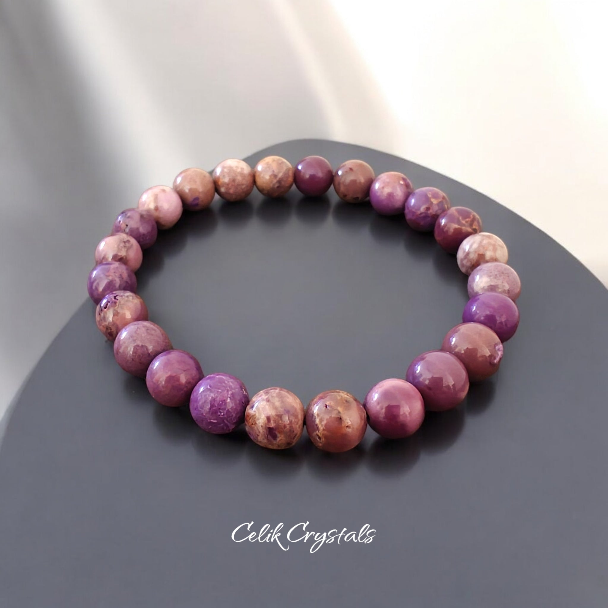 Phosphosiderite Bracelet 8mm Stretch Crystal Bead Bracelet