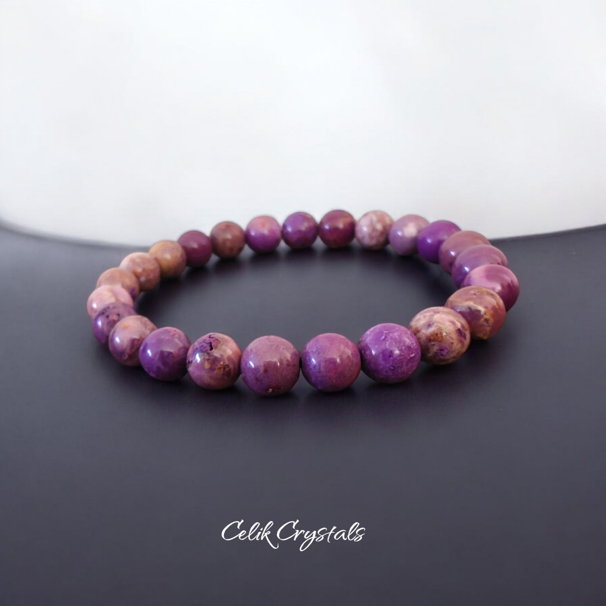 Phosphosiderite Bracelet 8mm Stretch Crystal Bead Bracelet