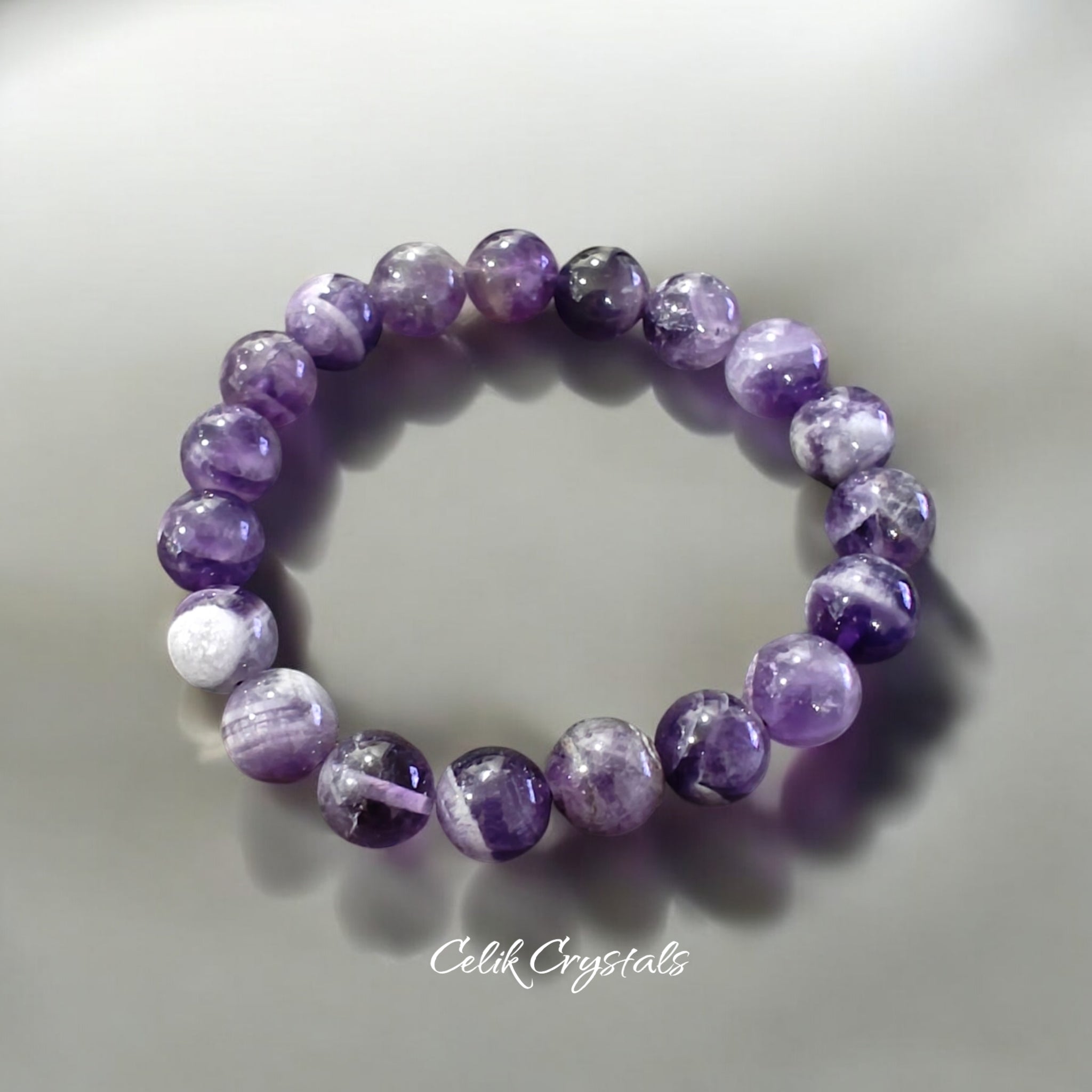 Chevron Amethyst Bracelet Natural Stones Stretch Crystal Bracelet