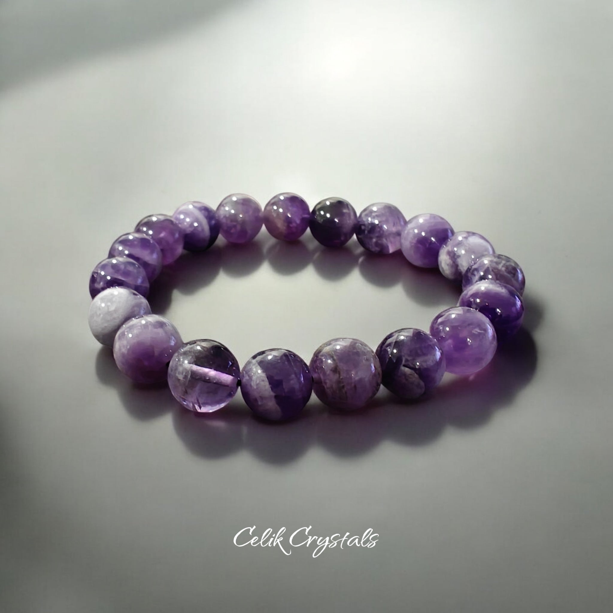 Chevron Amethyst Bracelet Natural Stones Stretch Crystal Bracelet