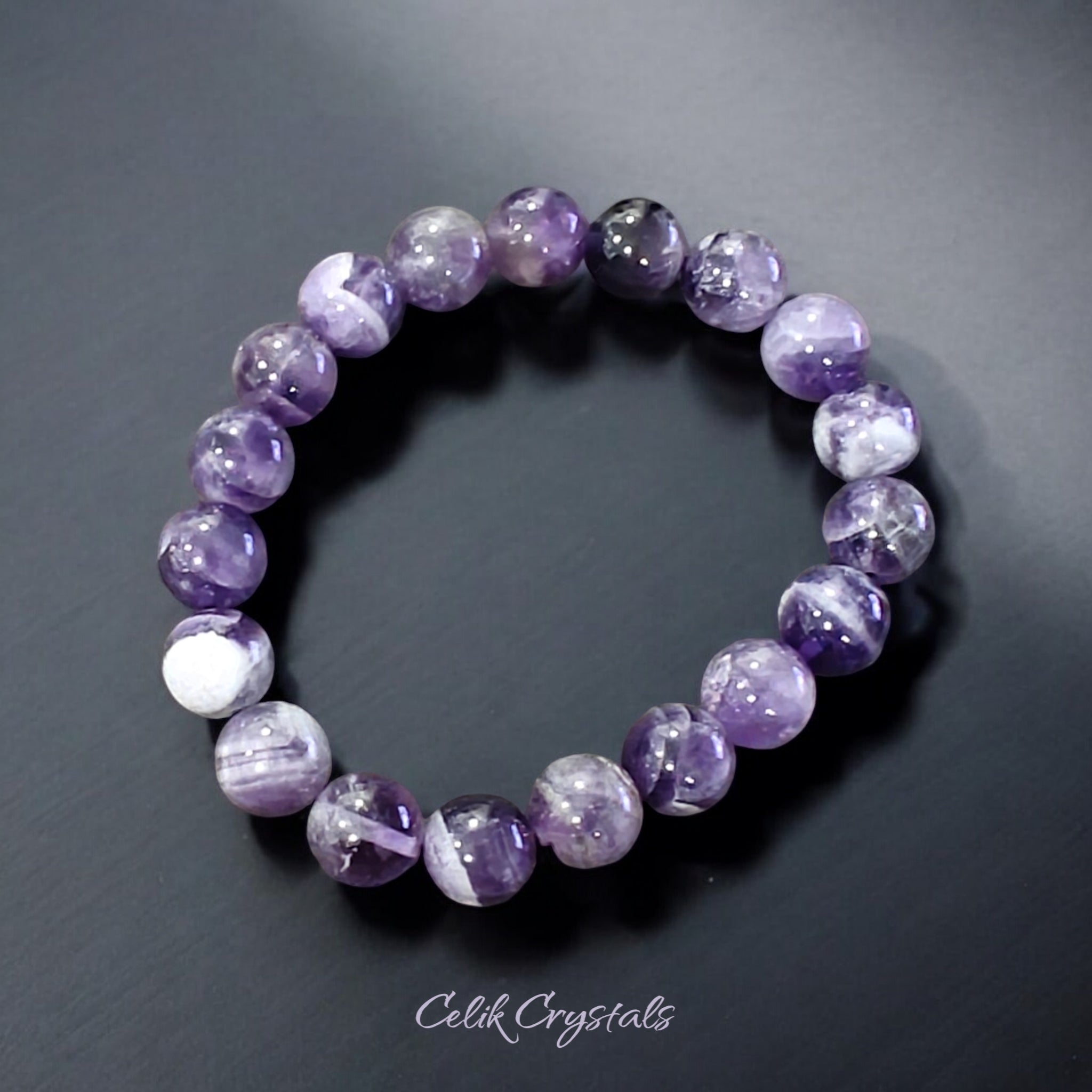 Chevron Amethyst Bracelet Natural Stones Stretch Crystal Bracelet