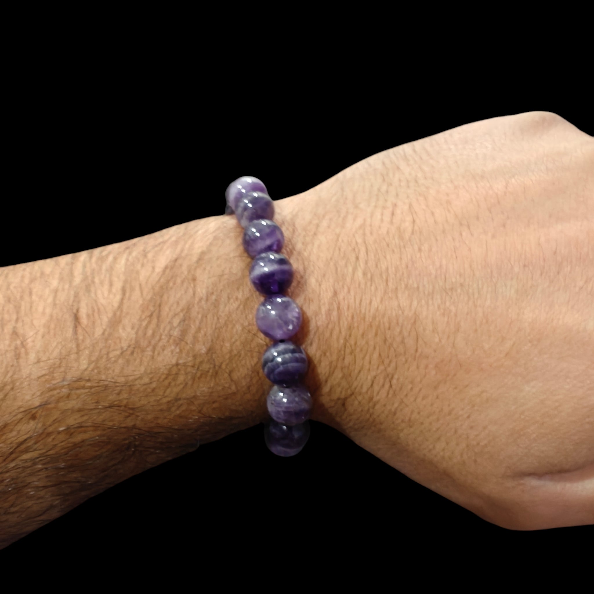 Chevron Amethyst Bracelet Natural Stones Stretch Crystal Bracelet