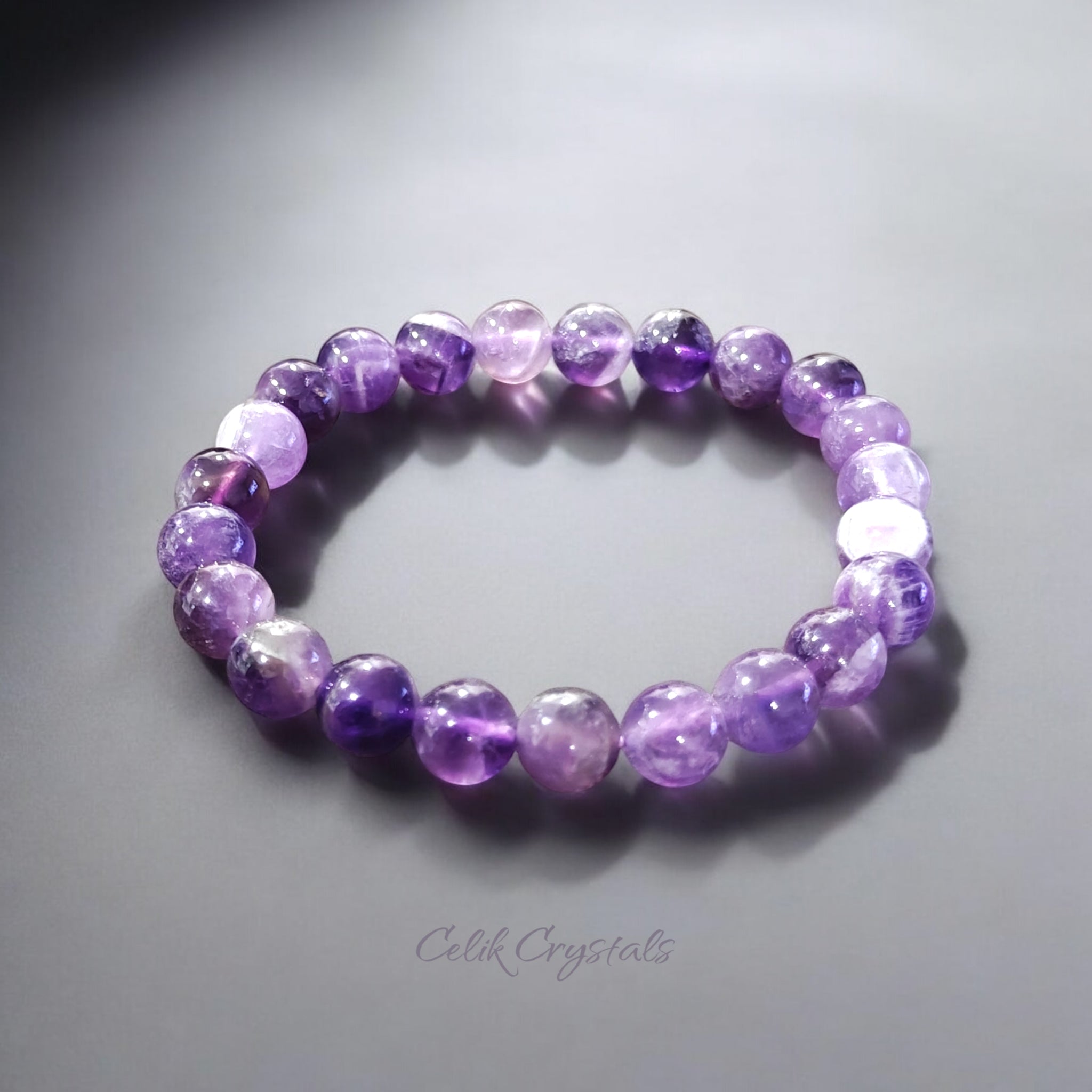 Chevron Amethyst Bracelet Natural Stones Stretch Crystal Bracelet