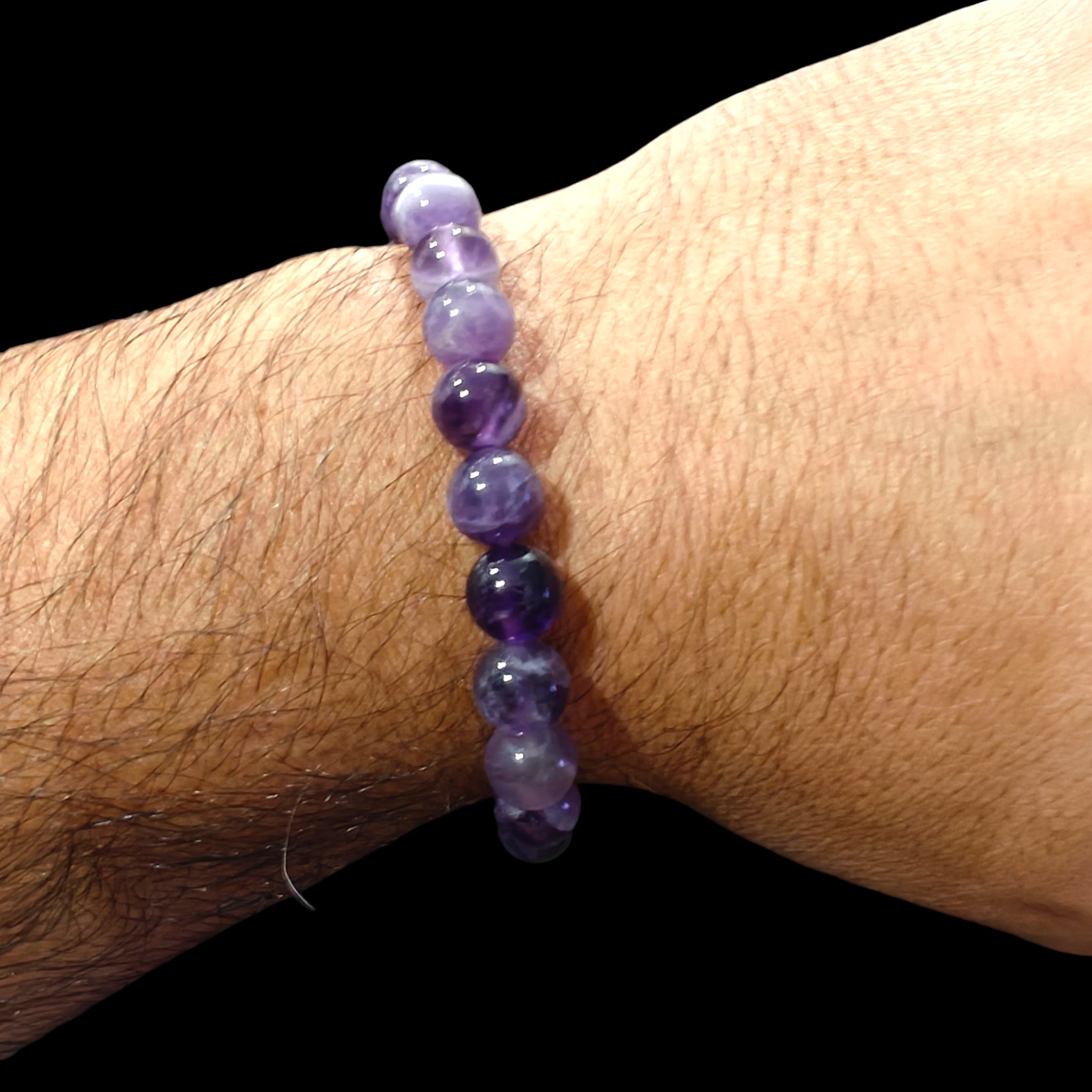 Chevron Amethyst Bracelet Natural Stones Stretch Crystal Bracelet