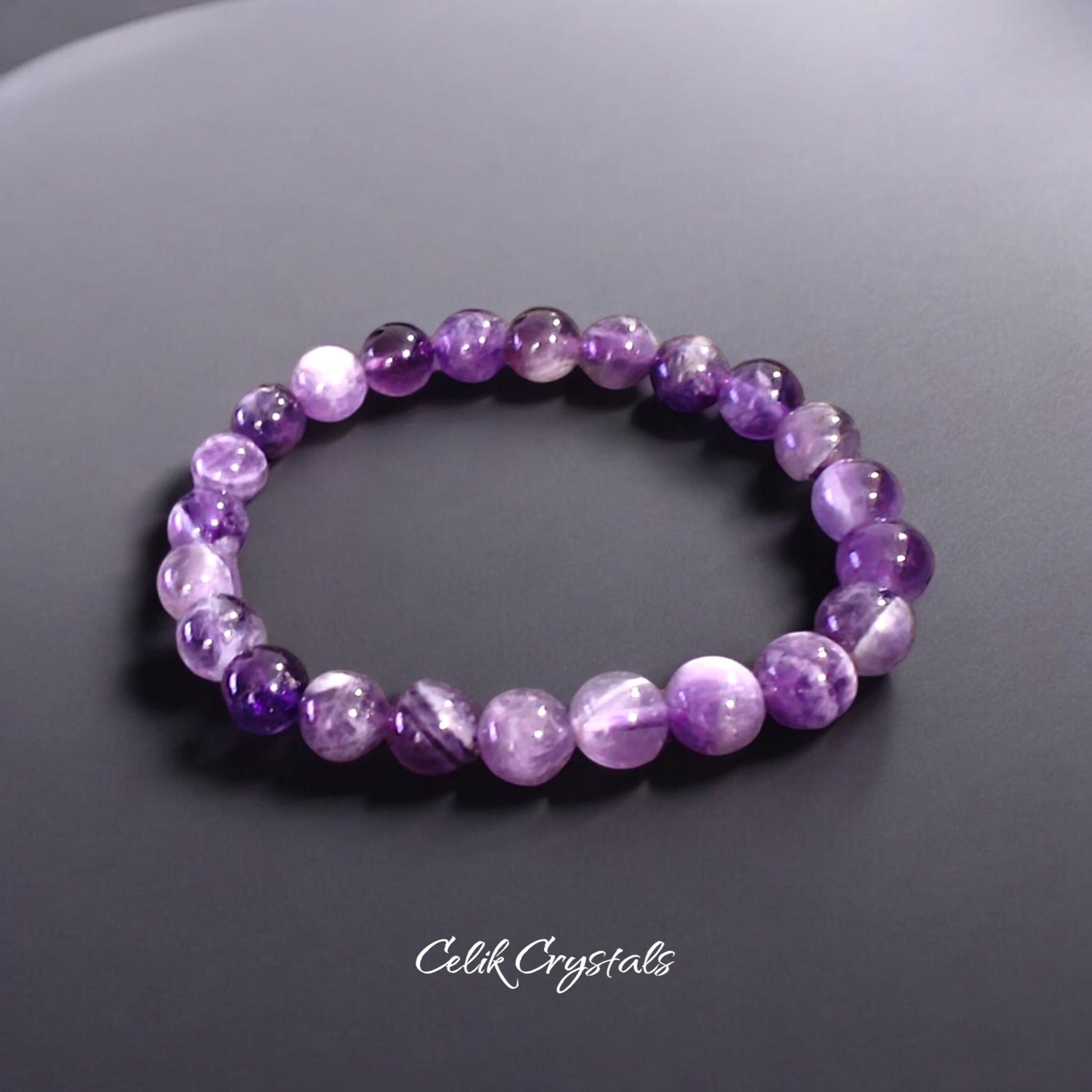 Chevron Amethyst Bracelet Natural Stones Stretch Crystal Bracelet