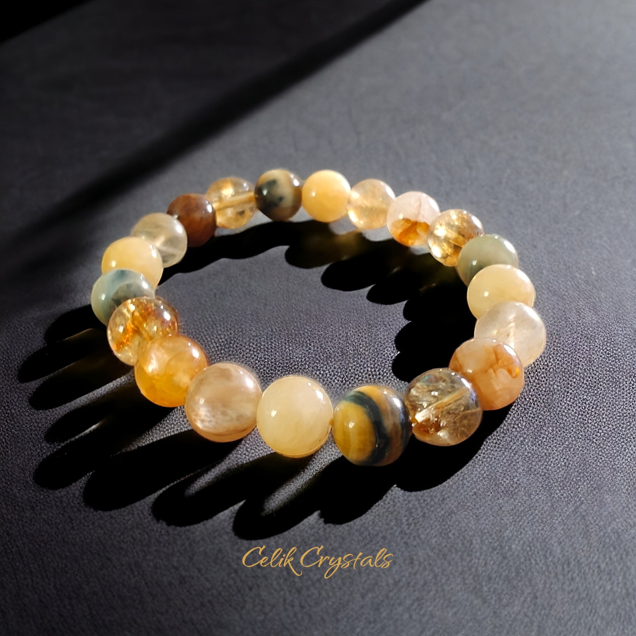 Citrine and Tiger Eye natural stone bracelet