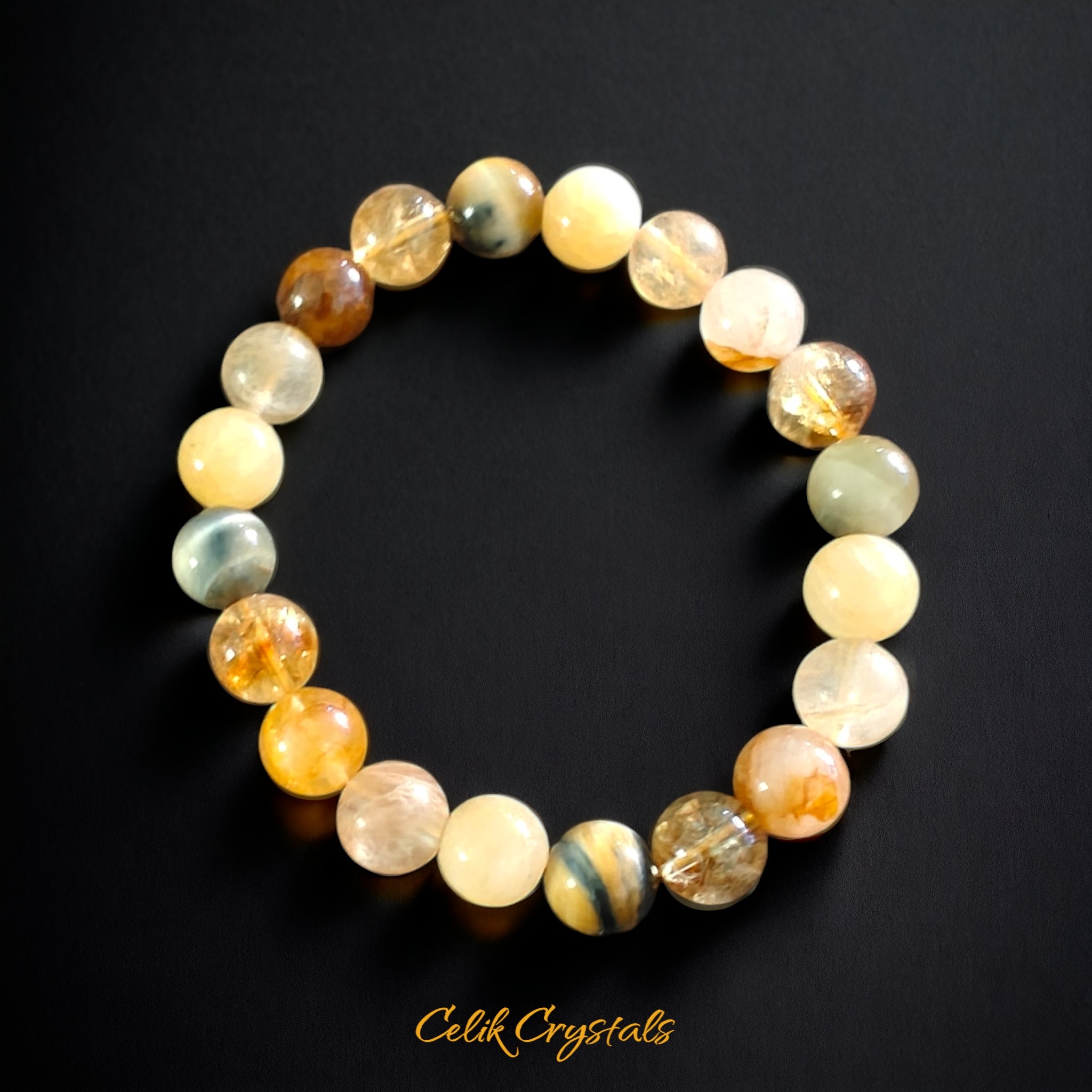 Citrine and Tiger Eye natural stone bracelet