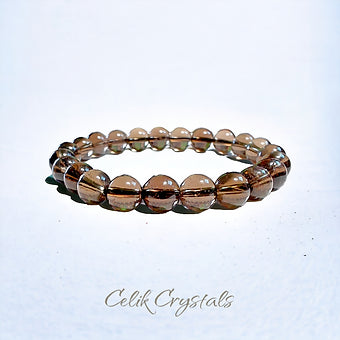 Smoky Quartz Bracelet Natural Stones Stretch Crystal Bracelet Unisex