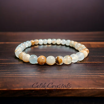 Blue onyx bracelet stretches unisex fit