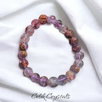 Super 7 Purple Phantom Ghost Quartz Bracelet Natural Stones