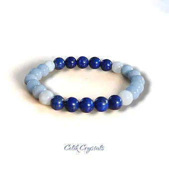 Lapis Lazuli, Angelite, Moonstone Bracelet Unisex