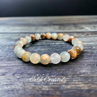 Blue onyx bracelet stretches unisex fit