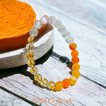 Citrine, Selenite and Orange Agate Bracelet