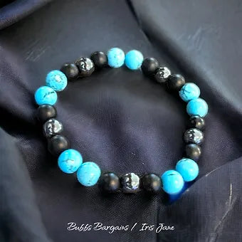 Turquoise and Hematite Bracelet