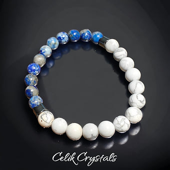 Lapis Lazuli & Howlite Handmade Bracelet