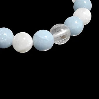 Angelite Moonstone and Clear Quartz Bracelet