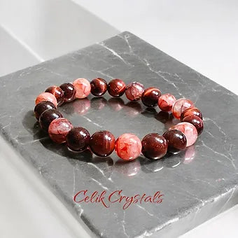 Red Tiger Eye and Fire Quartz Bracelet