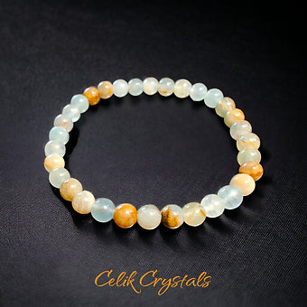 Blue onyx bracelet stretches unisex fit