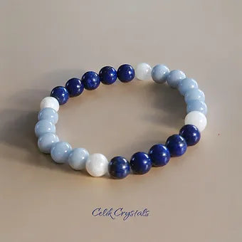 Lapis Lazuli, Angelite, Moonstone Bracelet Unisex