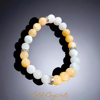 Moonstone Bracelet With Yellow Calcite healing Bracelet