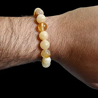 Golden Healer and Honey Calcite Bracelet 10mm Natural Stones Stretch Crystals