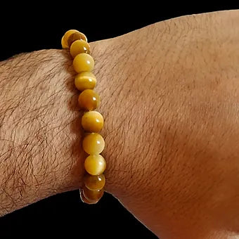 Gold Tiger Eye Bracelet Natural Stones 8mm Stretches