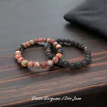 Leopard Skin Jasper Men's Bracelet Stack