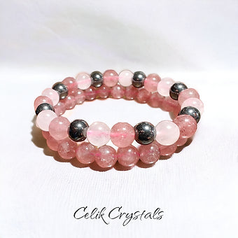 Strawberry/Rose Quartz Bracelet Stack