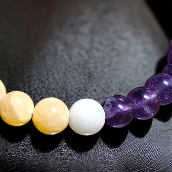 Amethyst Bracelet with Moonstone and Honey Calcite