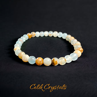 Blue onyx bracelet stretches unisex fit