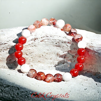 Fire Quartz Bracelet with Carnelian and Moonstone