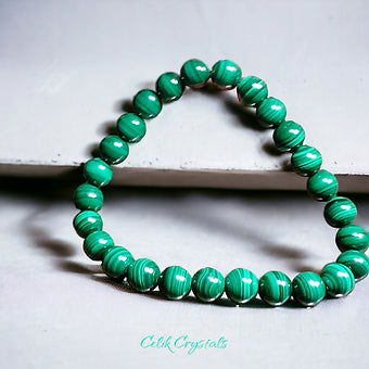Malachite Bracelet Extremely Rare Natural Stones Stretch Crystal Bracelet Unisex