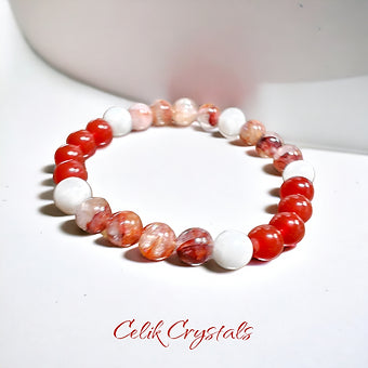 Fire Quartz Bracelet with Carnelian and Moonstone