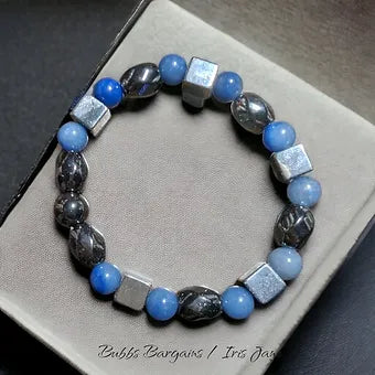 Blue Aventurine and Hematite Men's Bracelet