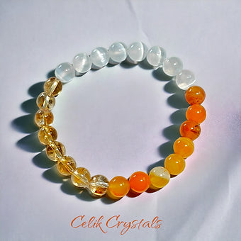 Citrine, Selenite and Orange Agate Bracelet