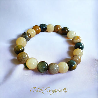 Tiger Eye and Lemon Jade Bracelet 10mm