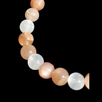 Sunstone and Selenite stone Crystal Bracelet Natural Stones Stretches