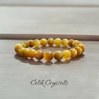 Gold Tiger Eye Bracelet Natural Stones 8mm Stretches