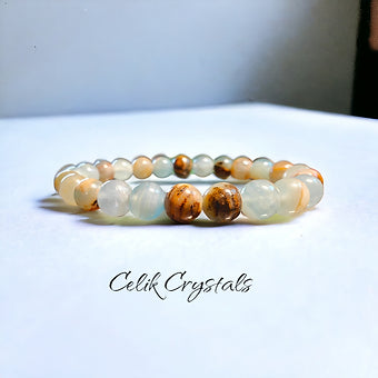 Blue onyx bracelet stretches unisex fit