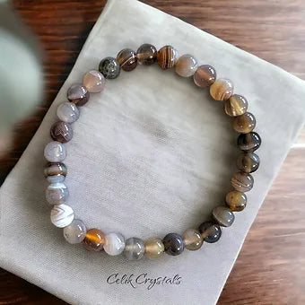 Botswana Agate Bracelet Natural Stones Stretches