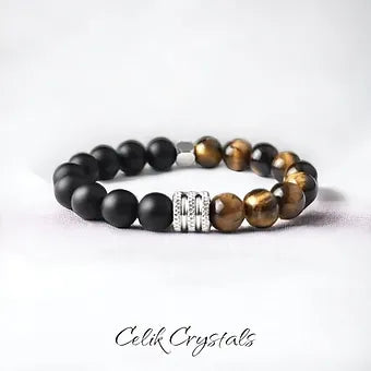 Men's Tiger Eye Bracelet Natural Stones 10mm Stretch Bead Healing Bracelet