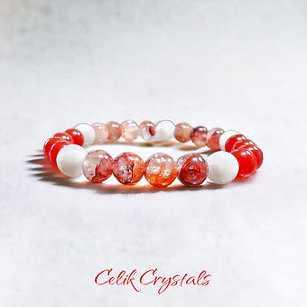 Fire Quartz Bracelet with Carnelian and Moonstone