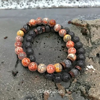 Leopard Skin Jasper Men's Bracelet Stack