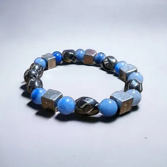 Blue Aventurine and Hematite Men's Bracelet