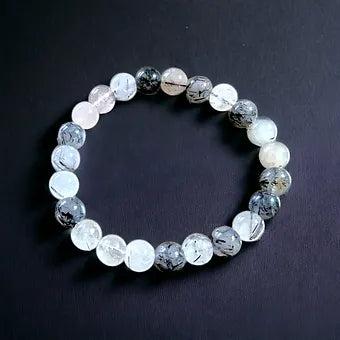 Black Tourmaline Quartz Crystal Healing Bracelet Unisex