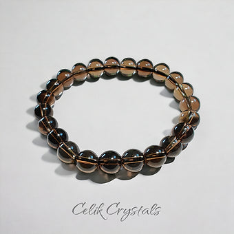 Smoky Quartz Bracelet Natural Stones Stretch Crystal Bracelet Unisex